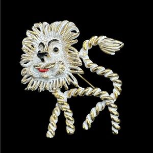 Vintage 1960s Signed Coro Enamel Lion Brooch 2” Retro Gold Enamel Lion Brooch 2”